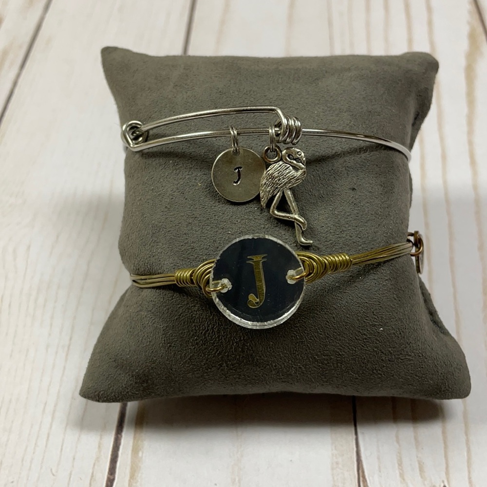 Initial Bracelets Letter J Gold and Silver